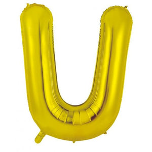 Gold Letter U Supershape 86cm Alphabet Foil Balloon UNINFLATED