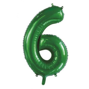 Green Number 6 Supershape 86cm Foil Balloon UNINFLATED