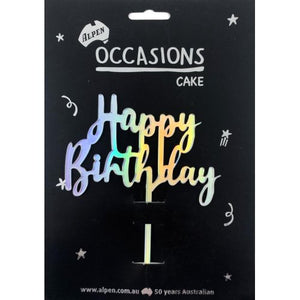 Happy Birthday Iridescent Acrylic Cake Topper