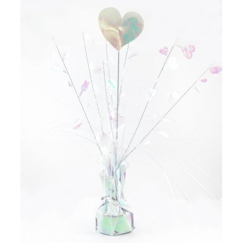 Heart Iridescent White Centrepiece Spray