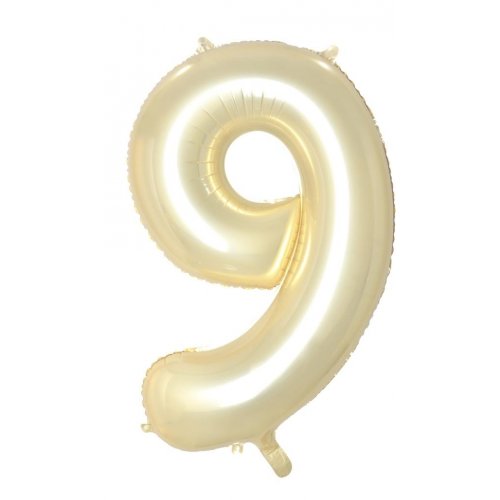 Luxe Gold Number 9 Supershape 86cm Foil Balloon UNINFLATED