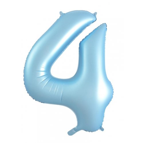 Matt Pastel Blue Number 4 Supershape 86cm Foil Balloon UNINFLATED