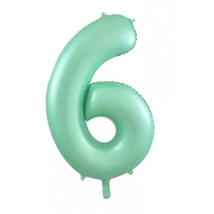 Matt Pastel Green Number 6 Supershape 86cm Foil Balloon UNINFLATED