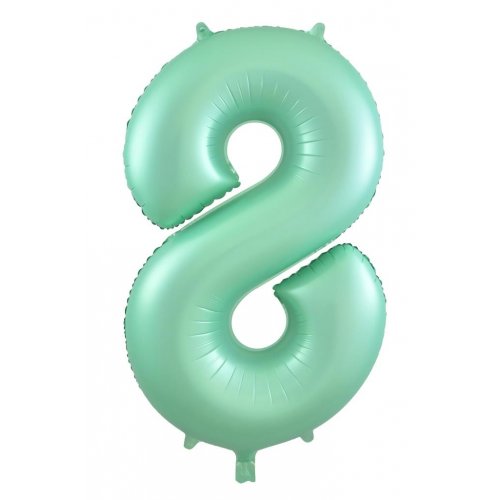 Matt Pastel Green Number 8 Supershape 86cm Foil Balloon UNINFLATED