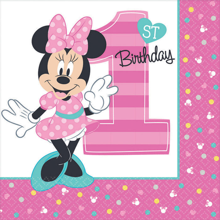 Minnie Mouse 1st Birthday Lunch Napkins