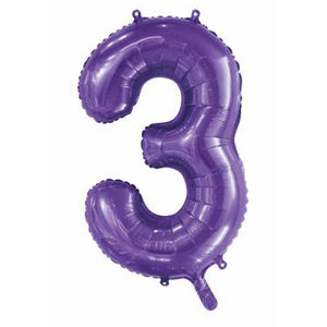 Purple Number 3 Supershape 86cm Foil Balloon UNINFLATED