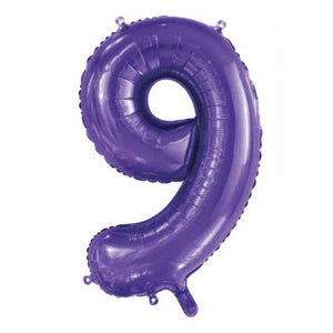 Purple Number 9 Supershape 86cm Foil Balloon UNINFLATED