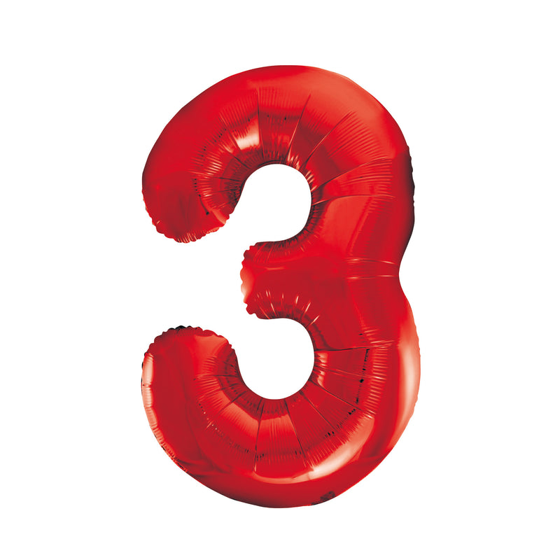 Red Number 3 Supershape 86cm Foil Balloon UNINFLATED – The Party Superstore