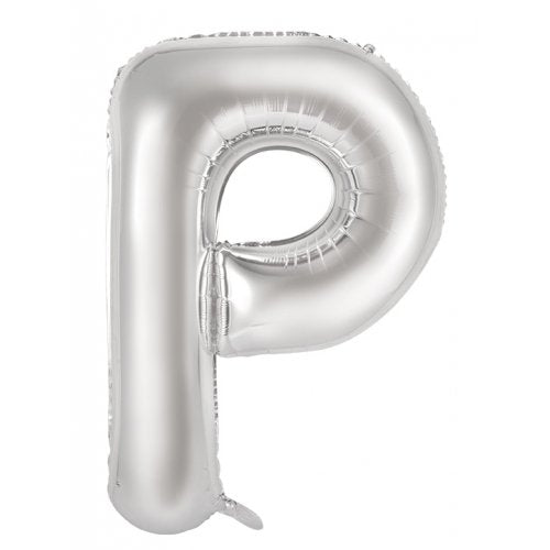 Silver Letter P Supershape 86cm Alphabet Foil Balloon UNINFLATED