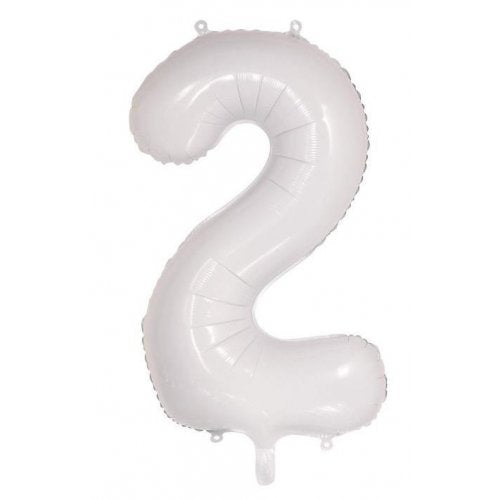 White Number 2 Supershape 86cm Foil Balloon UNINFLATED