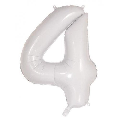 White Number 4 Supershape 86cm Foil Balloon UNINFLATED