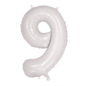 White Number 9 Supershape 86cm Foil Balloon UNINFLATED